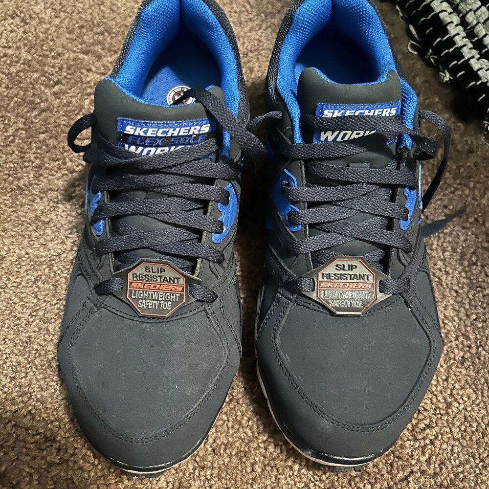 Skechers Work Flex Advantage Bendon Alloy Toe Work Sneakers | Men’s 8 | Blue